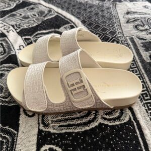Tommy Hilfiger Cream Slide Sandals